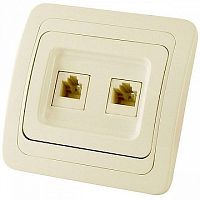 Розетка 2xRJ11+RJ45 Cat.5 ВАЛДАЙ, бежевый | код. SQ1804-0115 | TDM