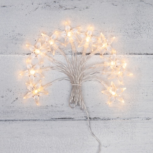 Гирлянда светодиодная Звездочки 1.5 м, 10 LED, прозрачный ПВХ, цвет свечения теплый белый, 2 х АА (батарейки не в комплекте) NEON-NIGHT | код 303-091 | NEON-NIGHT