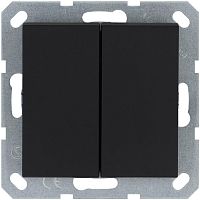Выключатель двухклавишный 10A 250V~ с накладкой, цвет черный матовый (soft touch) | код G3023PB | Jasmart