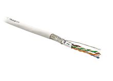 Кабель витая пара экранированная SF/UTP категория 5e 4 пары (26 AWG) многожильный (patch) экран-фольга+мед. оплетка LSZH серый, Hyperline SFUTP4-C5E-P26-IN-LSZH-GY-305 (305 м) | код 236293 | Hyperline