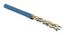 Кабель витая пара неэкранированная U/UTP категория 6 4 пары (24 AWG) многожильный (patсh) без разделителя LSZH нг(С)-HF синий, Hyperline UUTP4-C6-P24-NCR-IN-LSZH-BL-100 (100 м) | код 273528 | Hyperline