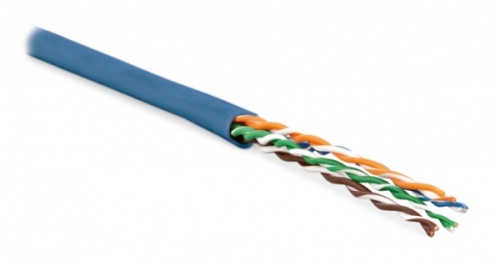 Кабель витая пара неэкранированная U/UTP категория 6 4 пары (24 AWG) многожильный (patсh) без разделителя LSZH нг(С)-HF синий, Hyperline UUTP4-C6-P24-NCR-IN-LSZH-BL-100 (100 м) | код 273528 | Hyperline