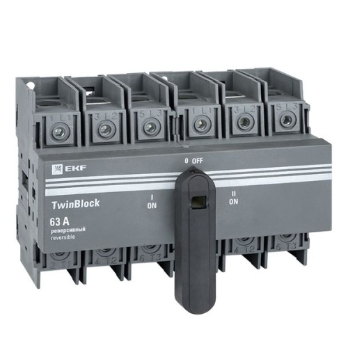 Рубильник 63A 3P реверсивный c рукояткой для прямой установки TwinBlock | код tb-s-63-3p-rev | EKF фото 2