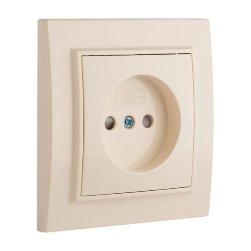 Розетка 1-мест, СП б/з 10 А с защ, штор, бежевый Минск | код ERR10-022-200 | EKF фото 3