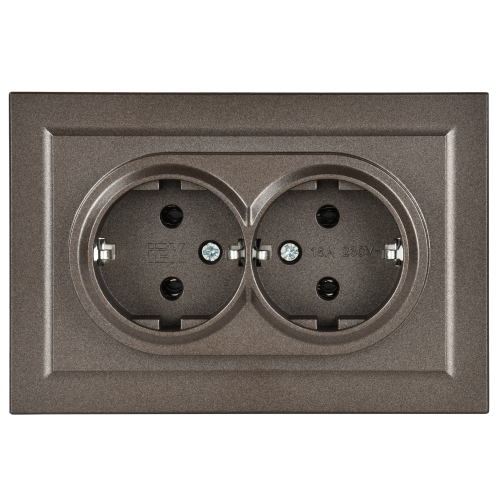 BRITE Розетка 2-местная с заземлением без защитных шторок 16А в сборе РС12-3-БрТБ темная бронза | код BR-R21-16-K45-F | IEK фото 5