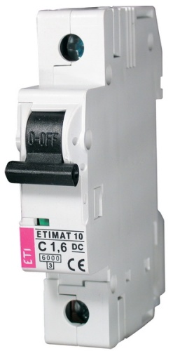 Автоматический выключатель ETIMAT 10 DC 1p C 1,6A (6 kA) | код 002137707 | ETI