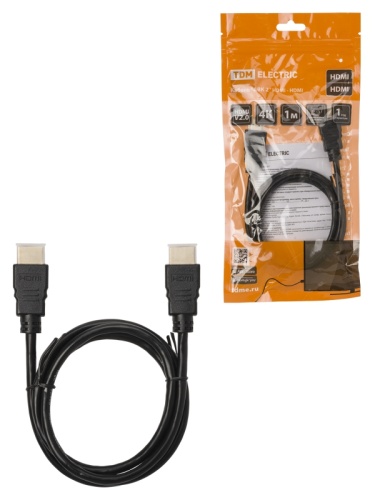 Кабель АВК 1 HDMI - HDMI, v2.0, позолоченные контакты, 1 метр, TDM | код SQ4040-0001 | TDM