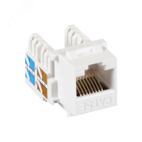 Модуль Keystone, Кат.5e, RJ45/8P8C, неэкран., белый, 10шт. | код EC-UKJ-UD2-WT-10 | NETLAN
