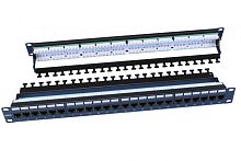 Патч-панель 19дюйм 1U RJ45 кат.6 24 порта Dual IDC ROHS PP3-19-24-8P8C-C6-110D черн. | код 246107 | Hyperline