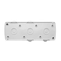 Клио блок наружный горизонтальный: выключатель двухклавишный + розетка двухместная с прозрачной крышкой, IP54, с/з, 16А, 220В, белый | код К2240 | Universal