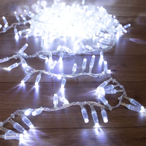 Гирлянда Кластер 10 м, 400 LED, прозрачный ПВХ, IP65, соединяемая, цвет свечения белый NEON-NIGHT | код 303-645 | NEON-NIGHT