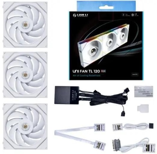 Вентилятор для корпуса Lian-Li Uni Fan TL 120 ARGB 120х120x28 белый 7-pin 33дБ (упак.:3шт) (G99.12TL3W.00) Ret | код 2011484 | LIAN-LI