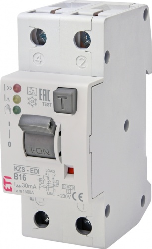Диффер. автоматический выкл. KZS-2M2p EDI B 16/0,03 тип A (10kA) (нижн. подключ.) | код 002172406 | ETI