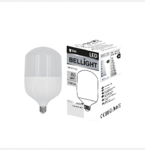 Лампа светодиодная LED 80Вт 80W E27 4000К Т140 | код 22354591 | BELLIGHT