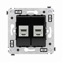 Компьютерная розетка RJ-45 без шторки в стену, кат.6 двойная экранированная, Avanti, Черный квадрат | код 4402794 | DKC