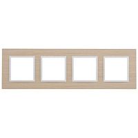 Рамка на 4 поста, дерево, Эра Elegance, белён.дуб-бел (5/25/1050) 14-5304-01 | код Б0049151 | ЭРА