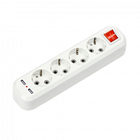 Колодка УЗВ-4USB-GRAND четырехместная с выключателем и заземлением, 2хUSB 5340 IN HOME | код 4690612043081 | IN HOME
