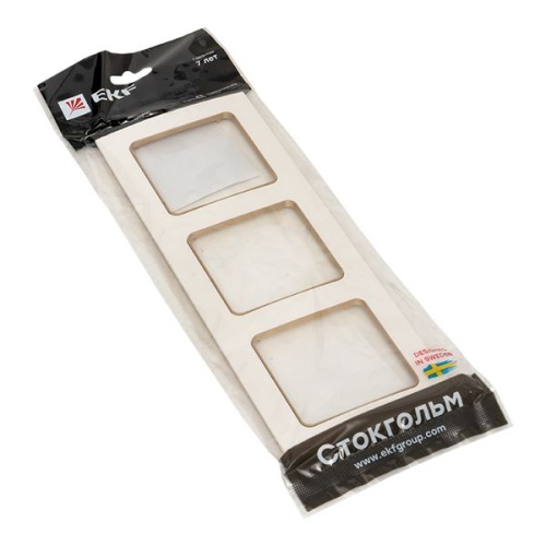 Стокгольм Рамка 3-местная белая с линией цвета шампань PROxima | код EAM-G-302-20 | EKF фото 3