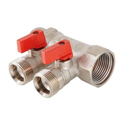 Коллектор с отсекающими кранами, 1"х3 вых. Евроконус 3/4 | код. VTc.580.NE.0603 | VALTEC