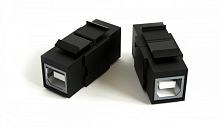 Вставка формата Keystone Jack с проходным адаптером USB 2 (Type B) ROHS черная, Hyperline KJ1-USB-B2-BK | код 251217 | Hyperline