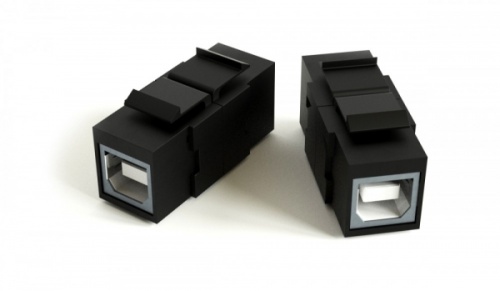 Вставка формата Keystone Jack с проходным адаптером USB 2 (Type B) ROHS черная, Hyperline KJ1-USB-B2-BK | код 251217 | Hyperline