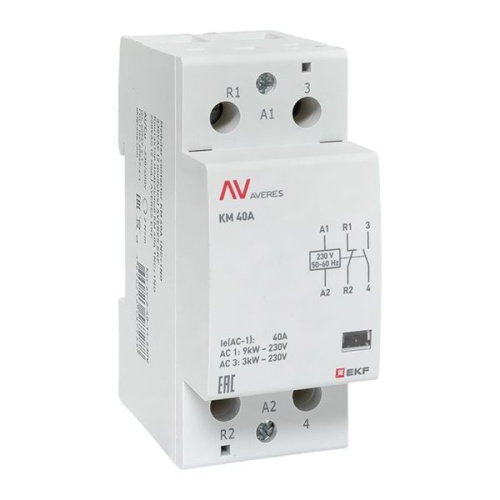 Контактор модульный КМ 40А 1NC+1NO 230VAC (2 мод.) AVERES EKF | код km-av-2-40-11-230V | EKF