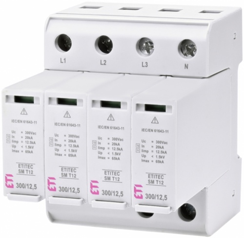 Ограничитель перенапряжения ETITEC SM T12 300/12,5 (4+0, 4p, TNC-S) | код 002440546 | ETI