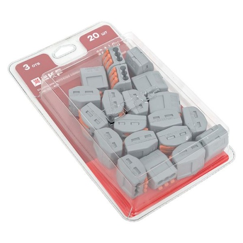 Клемма СМК 222-413 с рычагом 3 отверстия блистер EKF PROxima | код plc-smk-413b-20 | EKF фото 2