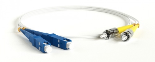 Патч-корд волоконно-оптический (шнур) SM 9/125 (G657) ST/UPC-SC/UPC 2 мм duplex LSZH 1м, Hyperline FC-D2-9A1-SC/UR-ST/UR-H-1M-LSZH-WH | код 238611 | Hyperline
