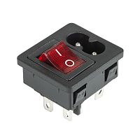 Выключатель клавишный 250 V 6 А (4с) ON-OFF красный с подсветкой и штекером C8 2PIN REXANT | код 36-2285 | REXANT