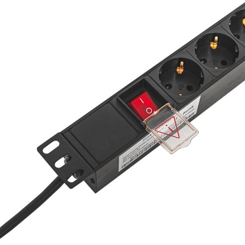 Блок розеток PDU TERACOM 19 1U 16А/250В 7 розеток Schuko с выключателем шнур питания длиной 2 метра сечение 3x1,5 мм2 вилка Schuko корпус пластик черный | код TRC-HPD-LS-16A-7SH-2MSH | EKF фото 3