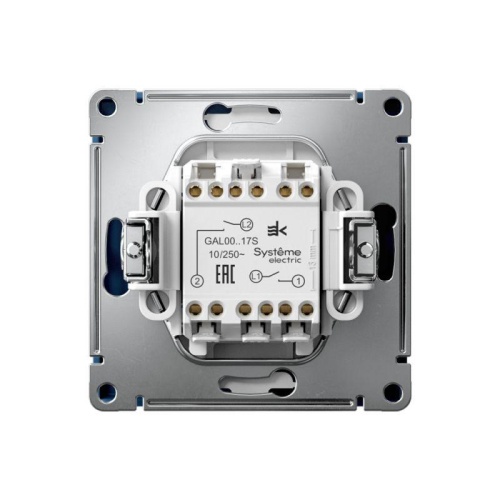 Выключатель кнопочный 2-кл. ArtGallery 10AX быстрозажим. клем. механизм аквамарин SE GAL001117S фото 6