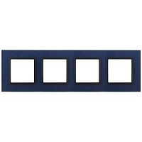 Рамка на 4 поста, стекло, Эра Elegance, синий+антр, 14-5104-29 | код Б0034537 | ЭРА