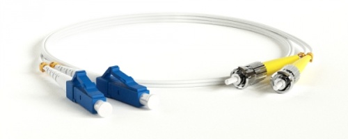 Патч-корд волоконно-оптический (шнур) SM 9/125 (G.657) LC/UPC-ST/UPC 2 мм duplex LSZH 1м, Hyperline FC-D2-9A1-LC/UR-ST/UR-H-1M-LSZH-WH | код 39335 | Hyperline