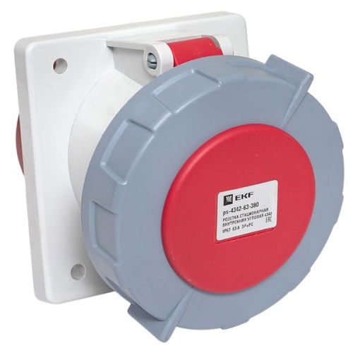Розетка стационарная внутренняя угловая 4342 3Р+РЕ 63А 380В IP67 PROxima | код ps-4342-63-380 | EKF фото 2
