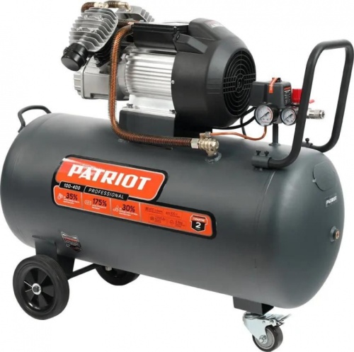 Компрессор поршневой Patriot Профессионал Professional 100-400 масляный 400л/мин 100л 2200Вт серый/черный | код 1850306 | PATRIOT
