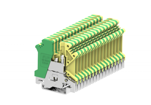 303993 Клемма винтовая на DIN рейку, сечение провод. 0,2-2,5 мм, жел.зел. I = 32 А. U=800В, шт | код 303993| SUPU