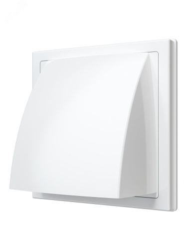 Выход стенной вытяжной с обратным клапаном 150х150 с фланцем D125, из ASA пластика, цвет Белый | код 1515К12,5ФВ | ERA