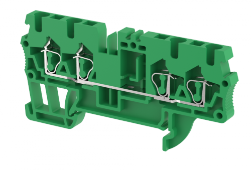 Клемма проходная пружинная 2,5 мм2 на 4 подключения, зеленая SQ2.5-2X2-GREEN | код 2102060003 | Elmex