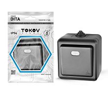 Выключатель 1-кл. ОП Dita IP54 10А 250В с индикацией карбон | код TKL-DT-V1I-C14-IP54 | TOKOV ELECTRIC