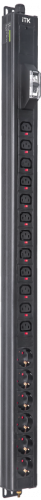 ITK BASE PDU PV1111 23U 1ф 16А 6SCHUKO 12C13 2,6м SCHUKO | код BS-PV12-06D-12C13-11 | ITK by IEK