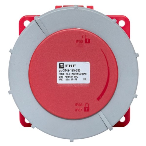 Розетка стационарная внутренняя 3442 3Р+РЕ 125А 380В IP67 PROxima | код ps-3442-125-380 | EKF фото 3