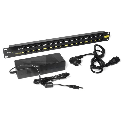 Панель POE 19, 16 портов, с двумя блоками питания 48V, 120W | код LAN-PP16-POE/A2 | LANMASTER