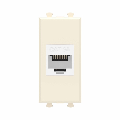 Компьютерная розетка RJ-45 без шторки модульная, кат.6А, Avanti, Ванильная дымка, 1 модуль | код 4405671 | DKC