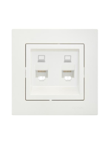 Розетка компьютерная 2-м СП Vesna механизм жемчуж./бел. перламутр LEZARD 742-3088-141 фото 4