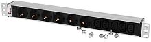 Блок розеток Rem-10 без шнура с инд., 6 Sсhuko, 5 IEC 60320 C13, вход IEC 60320 C14, 10 A, алюм., 19 | код R-10-6S-5C13-I-440-Z | REM