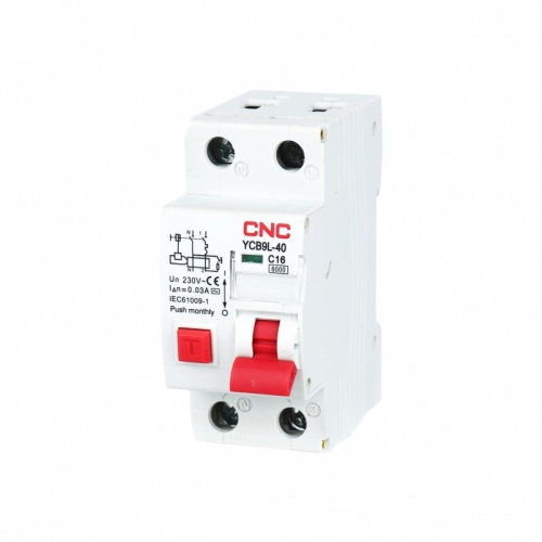 Диф. автомат YCB9L-40 1P+N 10A C тип AC 100мА 6кА (электрон.) | код A032274 | CNC