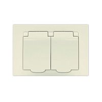 Розетка 2-м СП Афина 16А IP20 с заземл. c крышкой в сборе сл. кость (ivory) | код A0031-I | Universal