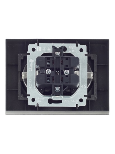 BRITE Розетка 2-местная с заземлением с защитными шторками 16А в сборе РСш12-3-БрС сталь | код BR-R24-16-K46-F | IEK фото 4