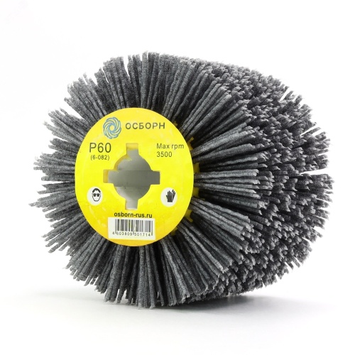 Щетка валик Д110x100x19, ворс полимер абразив P60 по дереву для щеточных шлиф машин с валом Д19+4 (6-082) | код PLM.RB11010019P60 | ОСБОРН